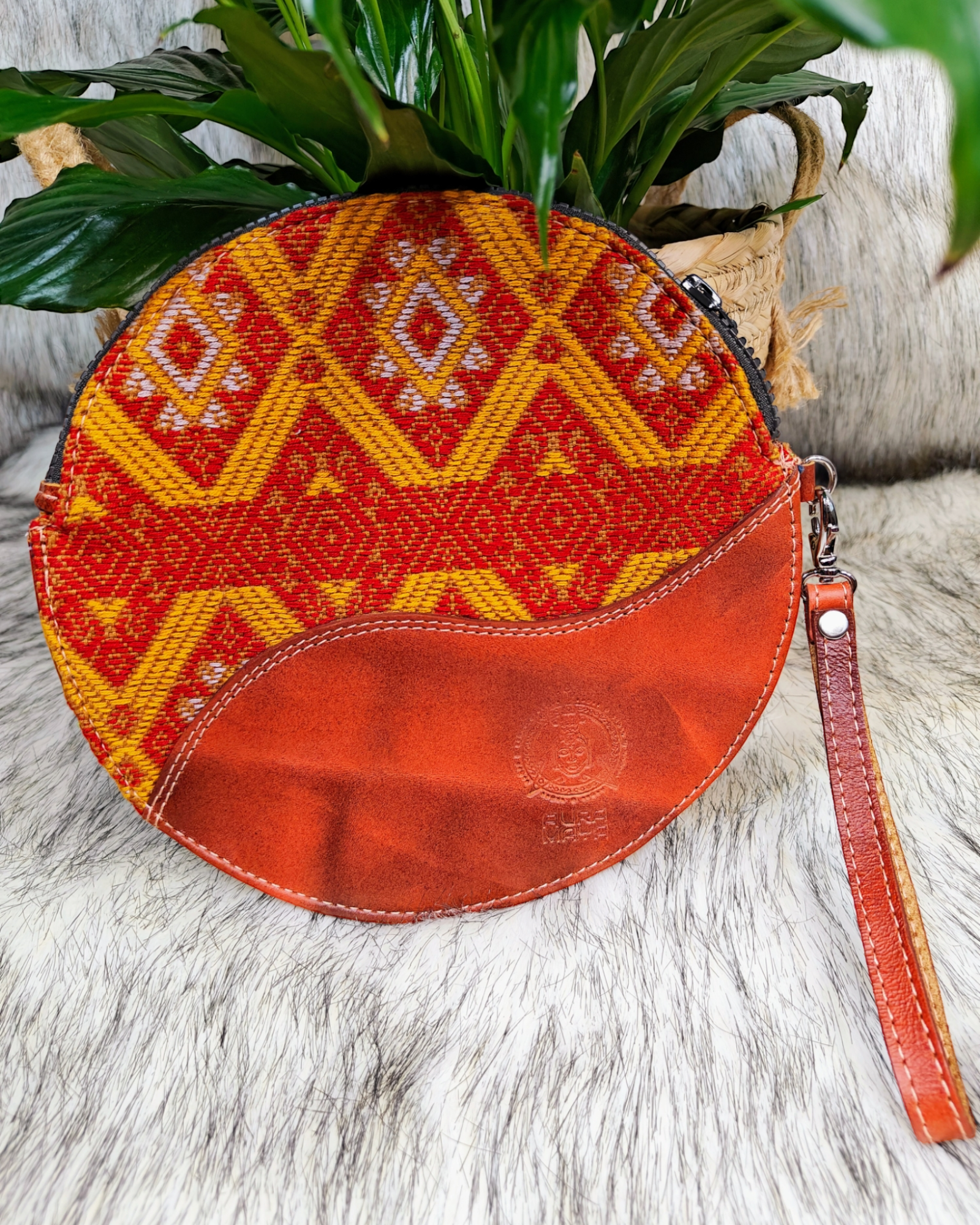 Handcrafted Embroidered Leather clutch bags - Fair trade clutch bags - AURA MAYA - Aura Maya