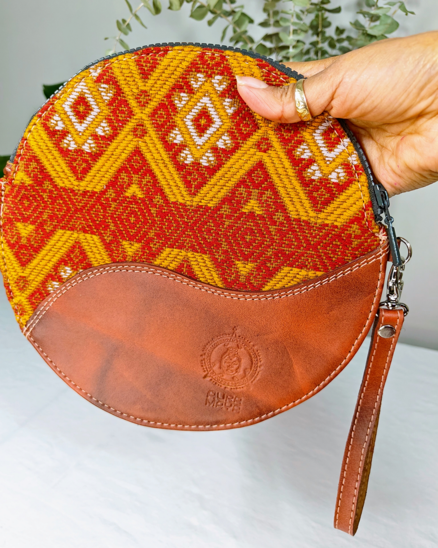 Handcrafted Embroidered Leather clutch bags - Fair trade clutch bags - AURA MAYA - Aura Maya