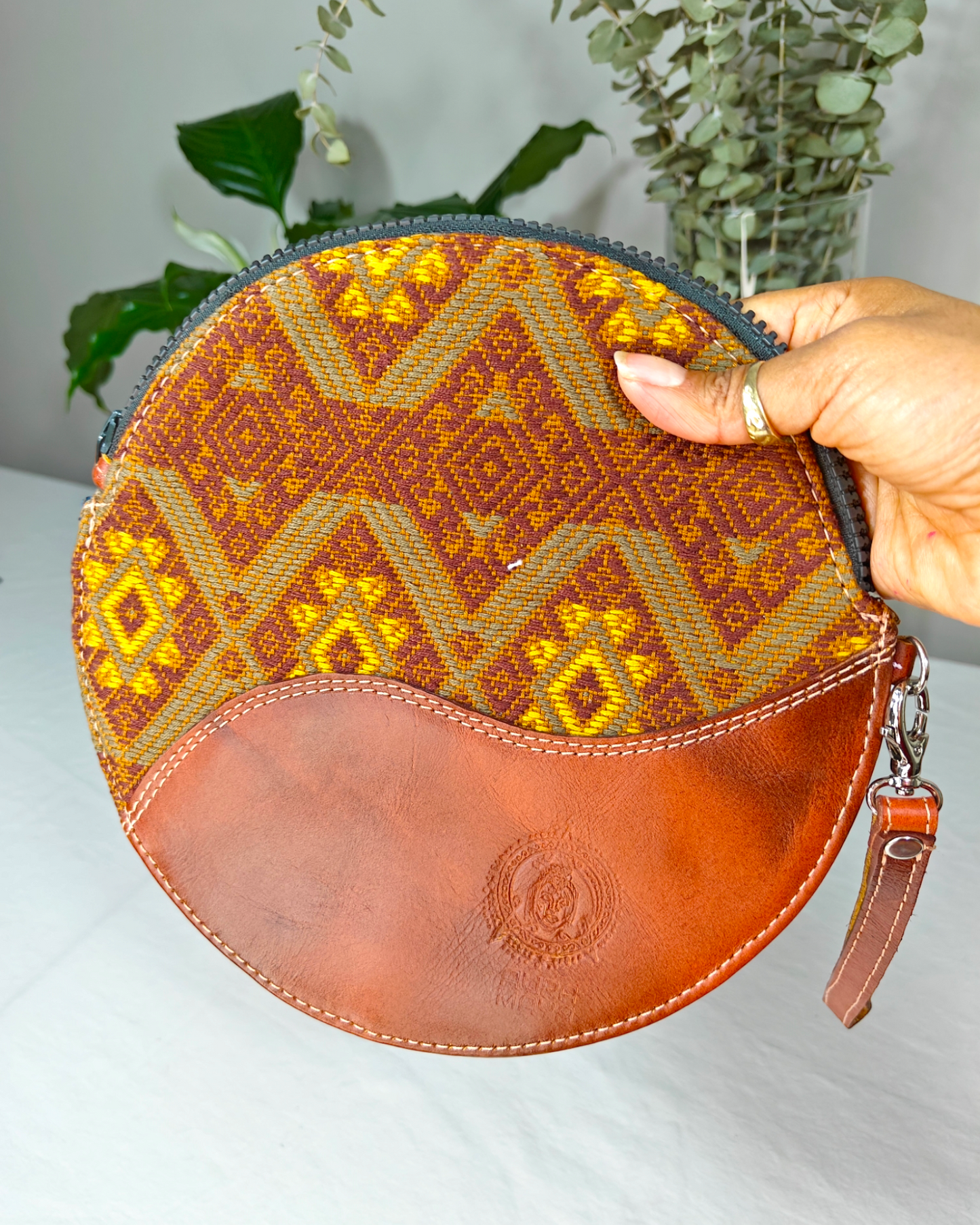 Handcrafted Embroidered Leather clutch bags - Fair trade clutch bags - AURA MAYA - Aura Maya