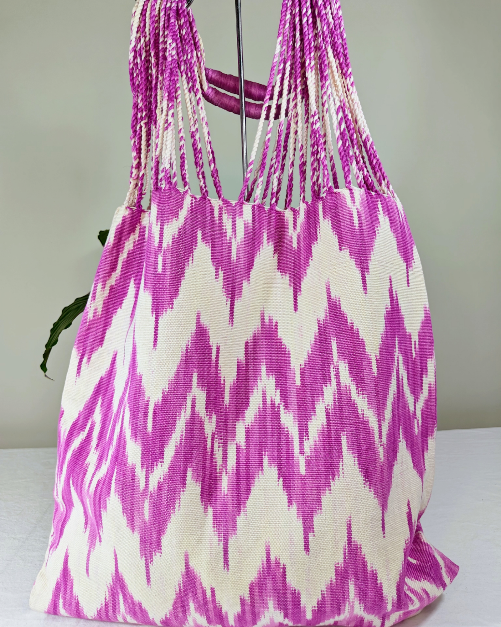 Handwoven Ikat Tote Bag, Canvas Tote Bag  - Hand-stitched Tote Bags - AURA MAYA - Aura Maya