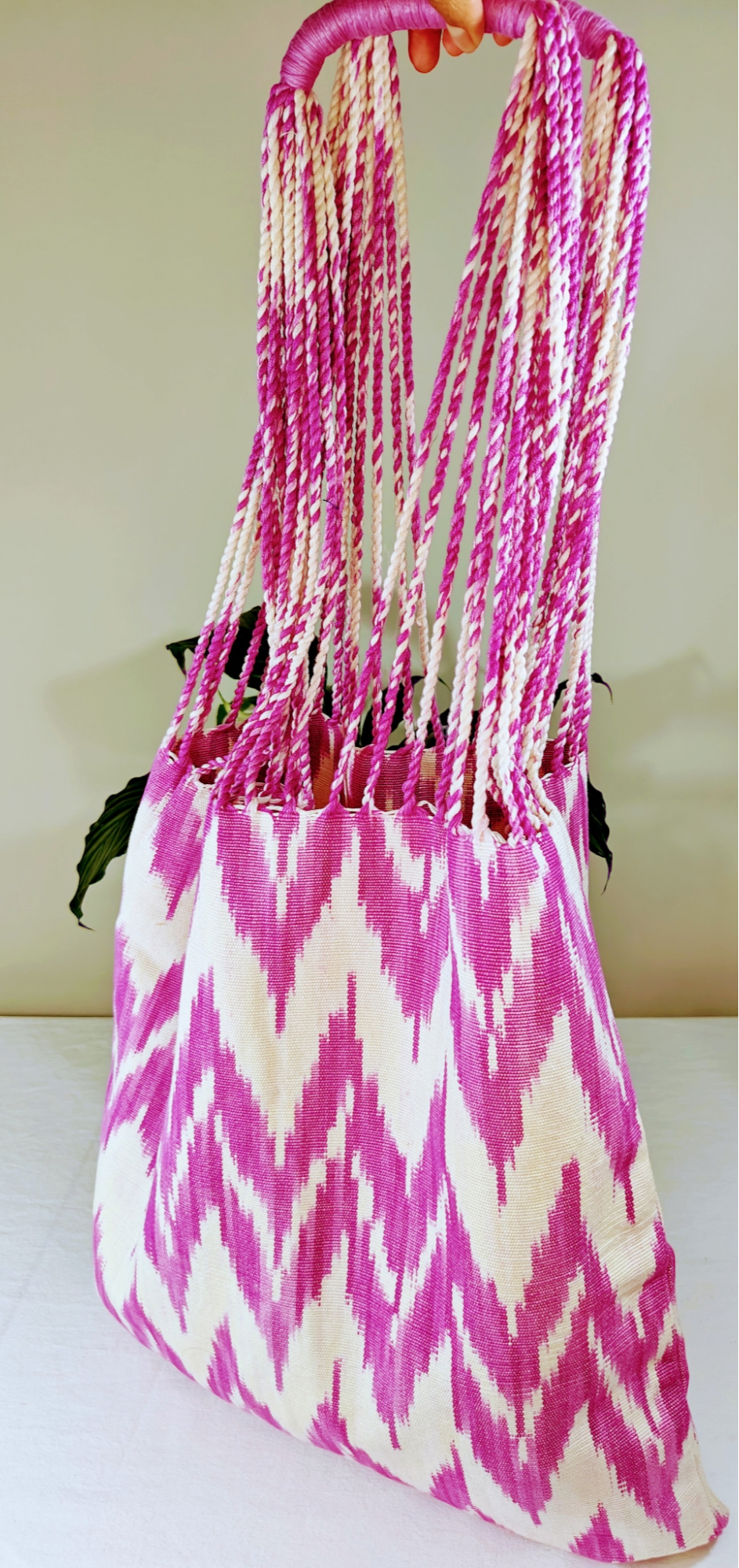 Handwoven Ikat Tote Bag, Canvas Tote Bag  - Hand-stitched Tote Bags - AURA MAYA - Aura Maya