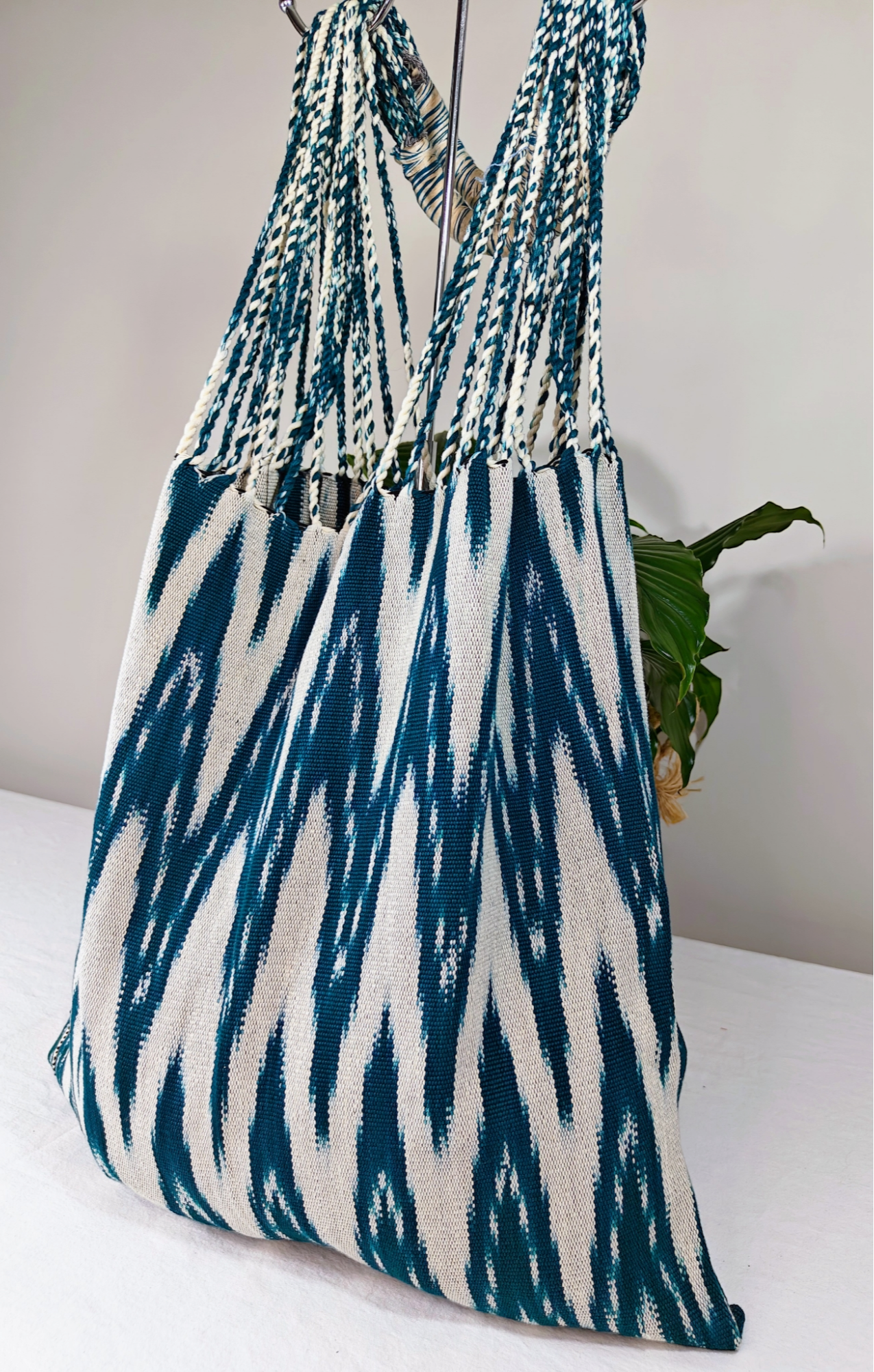 Handwoven Ikat Tote Bag, Canvas Tote Bag  - Hand-stitched Tote Bags - AURA MAYA - Aura Maya