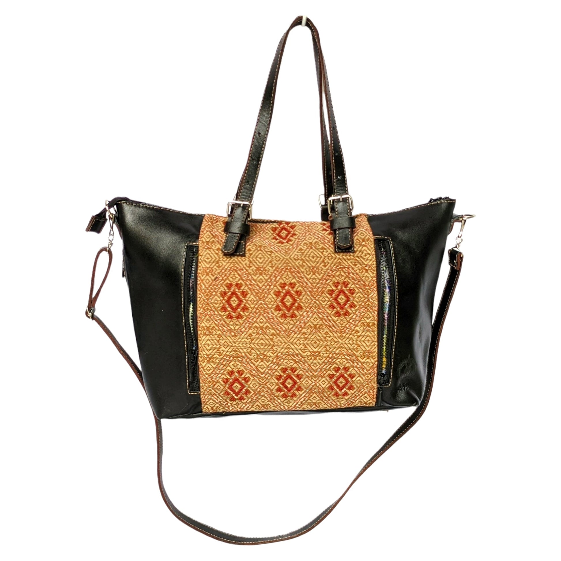 Handcrafted Embroidered Shulder bag for women - Ethnic leather tote bag - AURA MAYA - Aura Maya