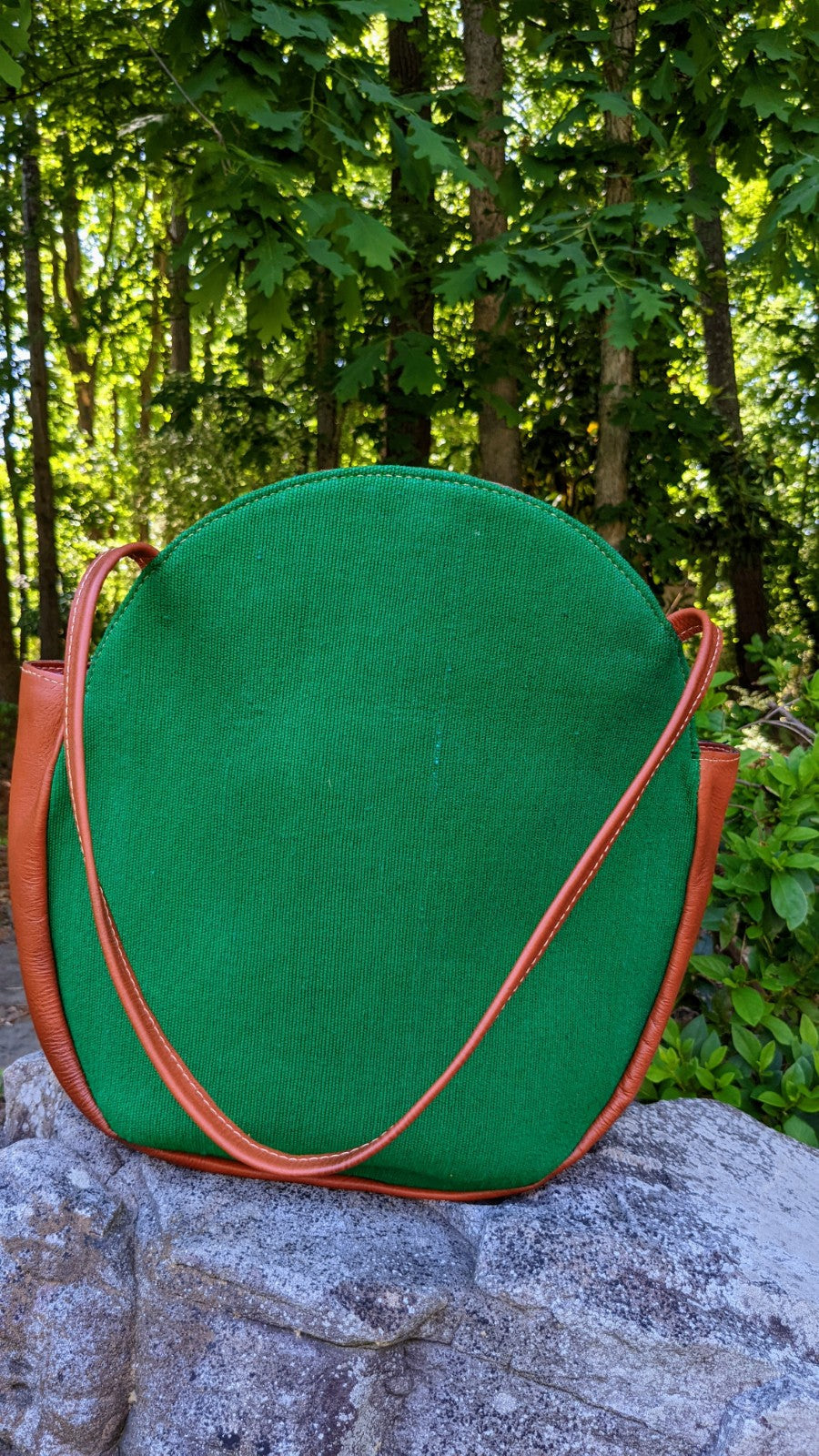 Leather Shoulder Bag-Coin Purse-Mayan Handwoven Textiles-100% natural cotton - Green-AURA MAYA - Aura Maya