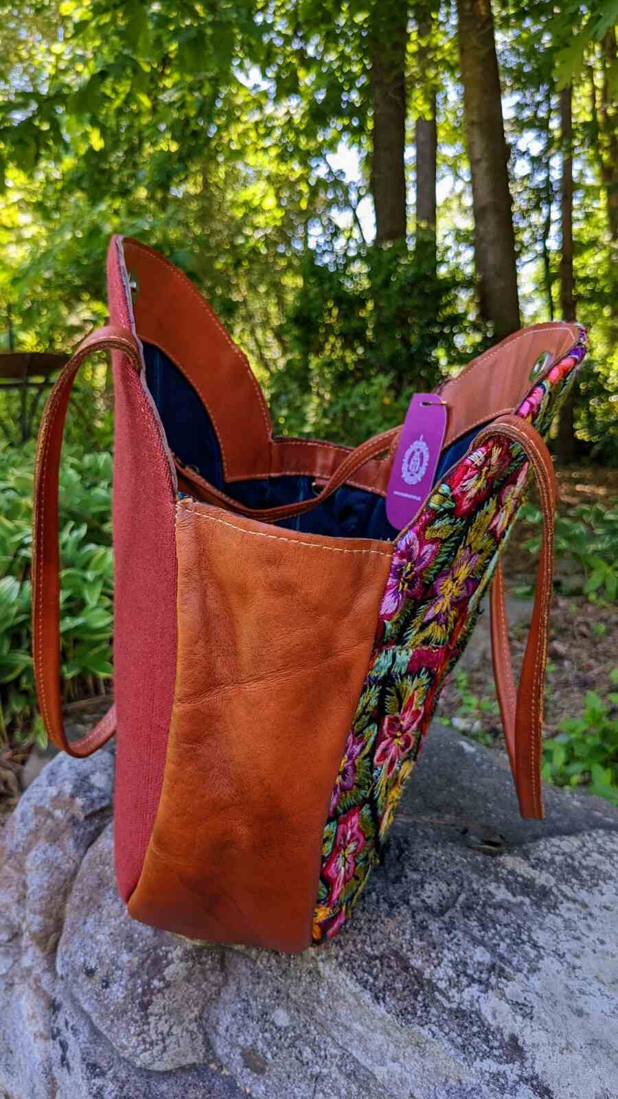 Leather Crossbody Bag- Bohemian Flower Embroidered Shoulder Bag - AURA MAYA - Aura Maya