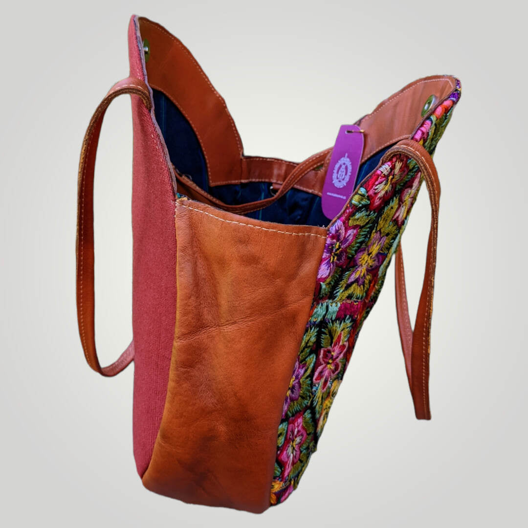 Leather Crossbody Bag- Bohemian Flower Embroidered Shoulder Bag - AURA MAYA - Aura Maya